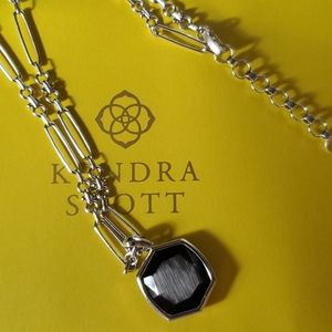 Kendra Scott Silver Necklace Black cat eye